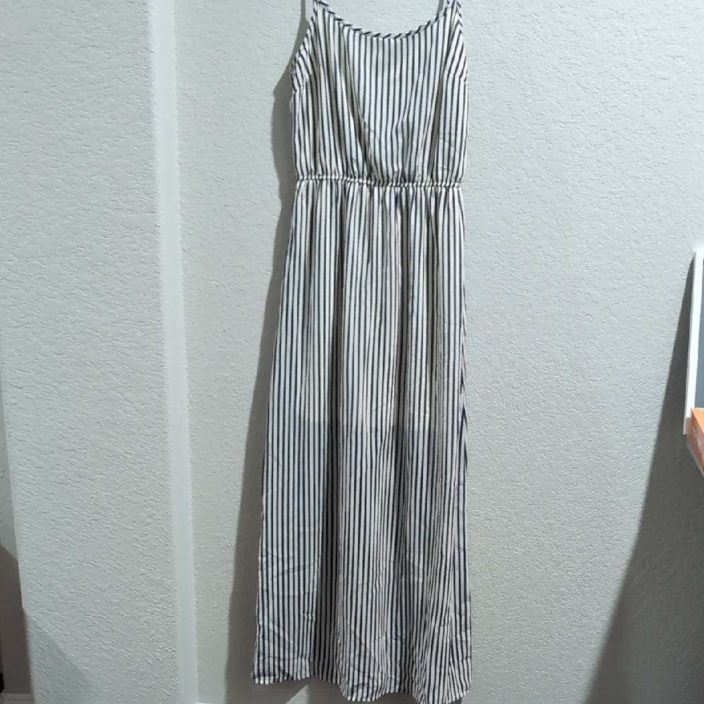 Charlotte Russe Gray and White Spaghetti Strap Sundress